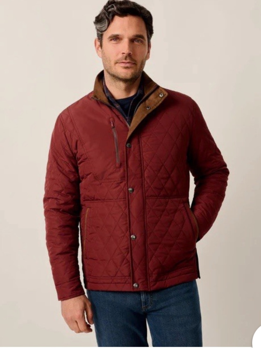 Johnnie O Juno JMJK2410 Men's Dark Maroon Quilted Zip Snap Barn Jacket Size XL